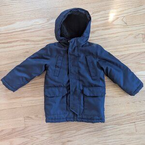EUC Nautica Boy's 2T Warm Winter Coat Jacket Fleece Lined Hooded navy blue parka